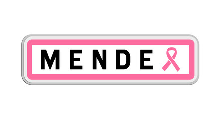 Panneau de sortie de Mende, Lozère, Occitanie avec Ruban Octobre Rose