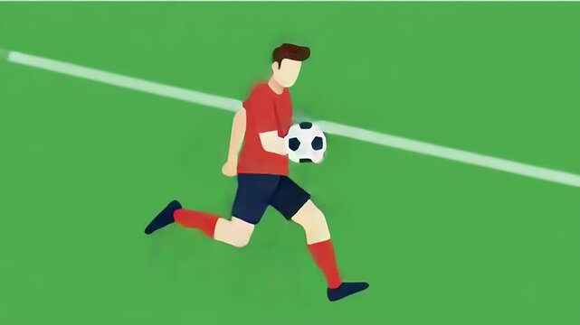 Kicking Soccer Ball Animation of Person Playing Sport on Green Screen