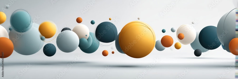 Poster Gradient Minimal Tech Spheres Floating Gracefully on a Light Background Create an Airy and Modern Ambiance for Design Projects