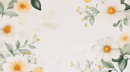 watercolor botanical Chamomile flowers texture template background.Elegant wedding invitation card background . Minimal hand painted Design for wedding or Valentine's Day