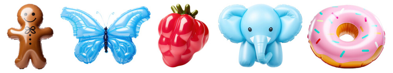 PNG Colorful playful inflatable shapes, element set on transparent background