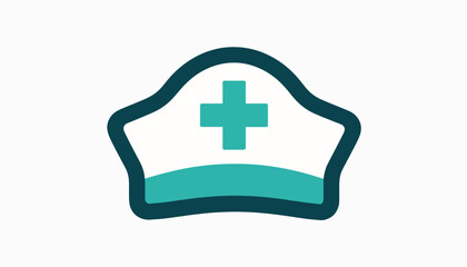 Obraz premium Minimalist nurse cap illustration with medical symbol, healthcare concept