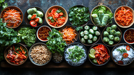 Fototapeta premium vietnamese freshness: pho, spring rolls, and vibrant flavors