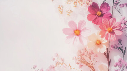 Fototapeta premium watercolor botanical Chamomile flowers texture template background.Elegant wedding invitation card background . Minimal hand painted Design for wedding or Valentine's Day