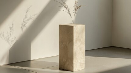 Beige Stone Pillar Minimalist Modern Sculpture