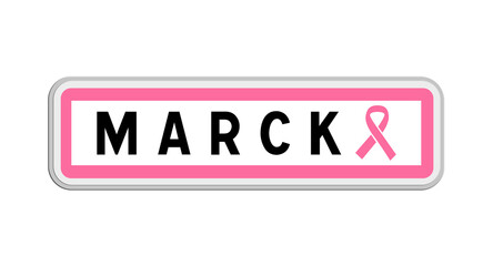 Panneau de sortie de Marck, Nord, Hauts-de-France avec Ruban Octobre Rose