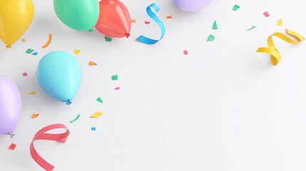 Celebratory scene with colorful balloons ribbons and confetti party invitations and promotions isolated on png transparent background