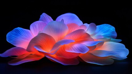 Luminous Flower Petals Glowing Red Blue Purple
