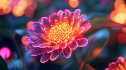 Vibrant Pink And Orange Glowing Flower Close Up