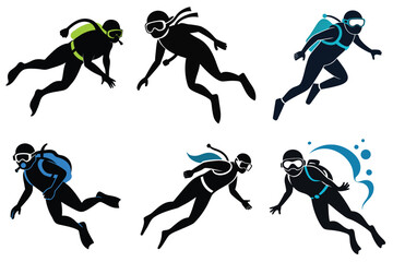 Underwater Scuba Diving Scene Vector