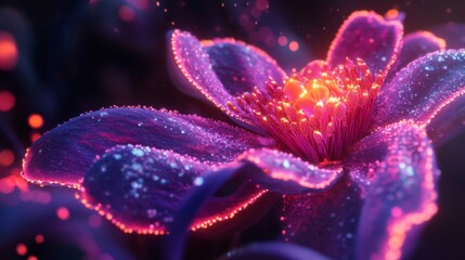 Fototapeta premium Glowing Purple And Pink Flower With Sparkles