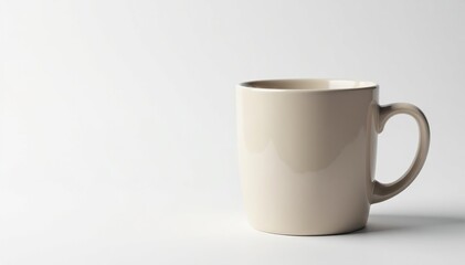 Large coffee mug, handle detail, bright white backdrop, product shot, breakfast, hot