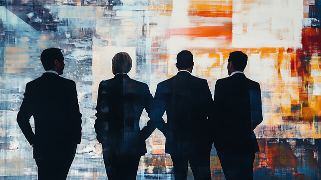 Depiction of business executives discussing how interest rates affect corporate borrowing (4)