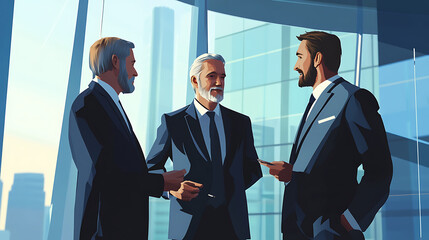 Depiction of business executives discussing how interest rates affect corporate borrowing (3)