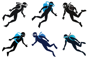 Ocean Sports Scuba Diving Vector Set