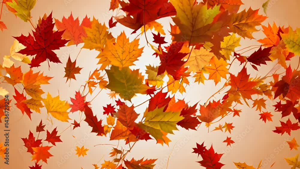 Wall mural autumn leaves falling on soft background for seasonal design and decor generative ai