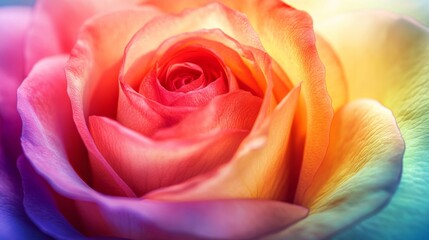 Fototapeta premium Rainbow Rose Close Up Macro Photography