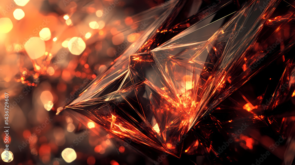 Wall mural transparent gem crystal clear structure shines abstract sparkle light - abstract background texture.