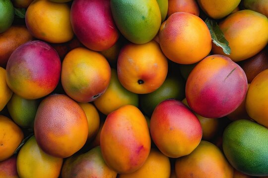 Fresh and juicy mangos ready for enjoyment at a local market in summer