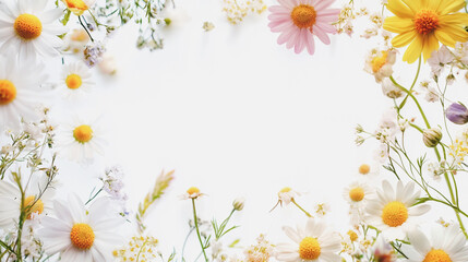 watercolor botanical Chamomile flowers texture template background.Elegant wedding invitation card background . Minimal hand painted Design for wedding or Valentine's Day