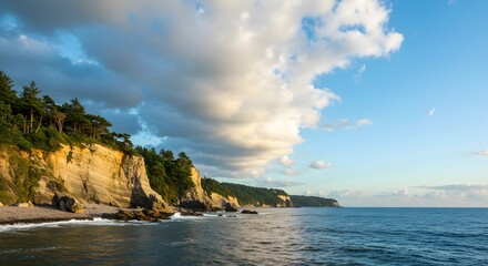 Blue Sky over Coastal Cliff