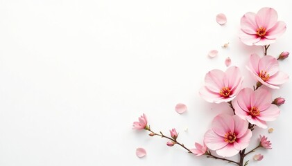 Fototapeta premium Delicate, minimalist floral print on white background, bud, elegant