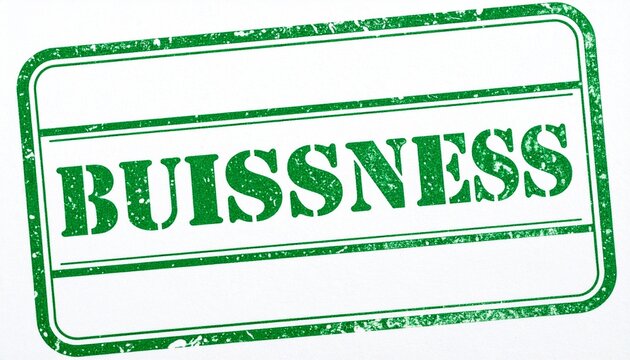 BUISSNESS Stamp &ndash; Green Text with a Common Spelling Error