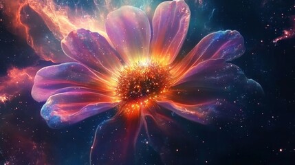 Cosmic Flower in Vibrant Nebula