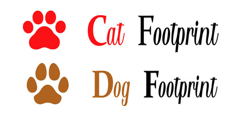 illustration of the difference between a cat's and a dog's footprint