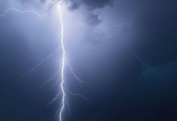 lightning bolt striking through a cloudy sky