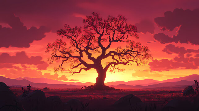 solitary leafless tree