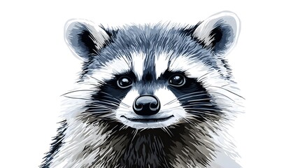 Obraz premium Hand-Drawn Sketch of a Close-Up Face of a Raccoon in Streaked Colors