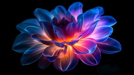 Vibrant Glowing Dahlia Flower Closeup with Dark Background