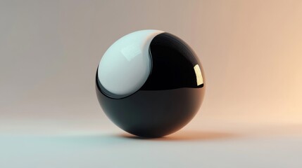 Abstract Glossy Black and White Sphere