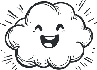 Happy smiling cloud cartoon illustration with cheerful expression and cute face