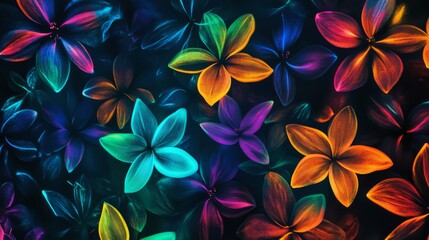 Obraz premium Vibrant Multicolored Flowers Dark Background