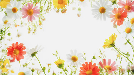 watercolor botanical Chamomile flowers texture template background.Elegant wedding invitation card background . Minimal hand painted Design for wedding or Valentine's Day