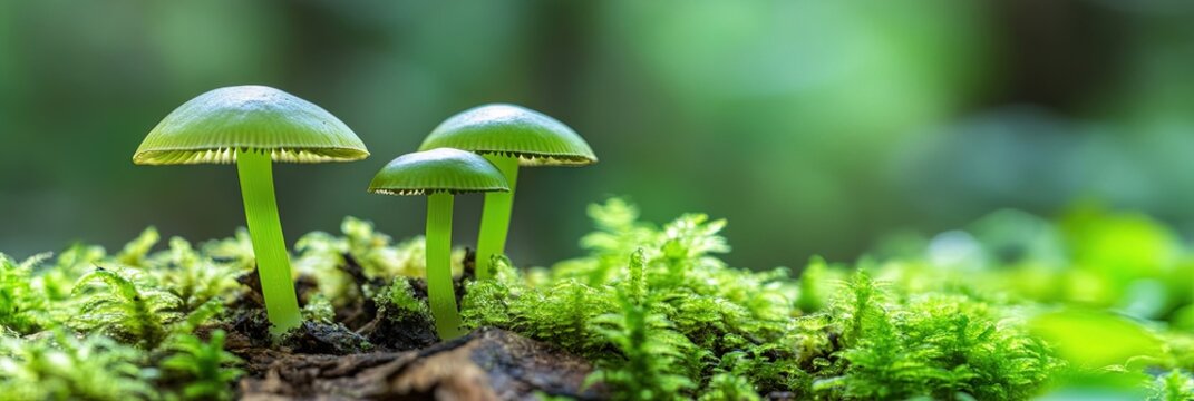 beautiful green-spored lepiota mushrooms 