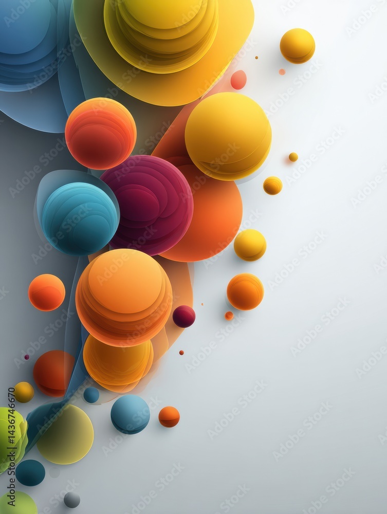 Poster Gradient Spheres Float Gracefully on a Light Background, Creating a Minimal Tech-Inspired Design