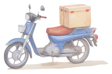 Obraz premium PNG Food deliver motorcycle cardboard vehicle.