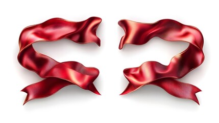 Fototapeta premium Elegant Red Ribbon Banner Isolated on White Background in 3D Style