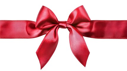 Elegant Red Satin Bow Ribbon Isolated on White Background