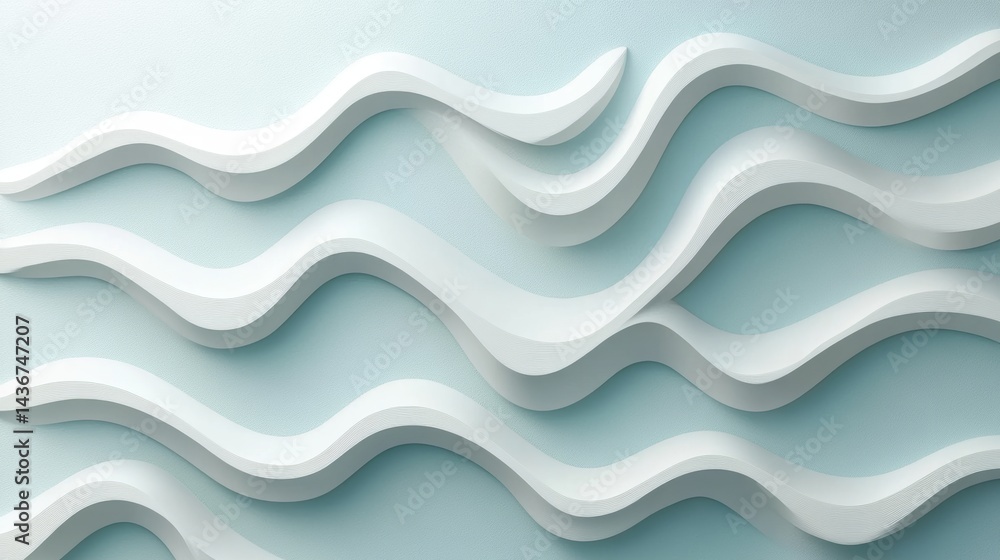 Poster a 3d rendered abstract background featuring wavy blue and white patterns, ideal for product showcase