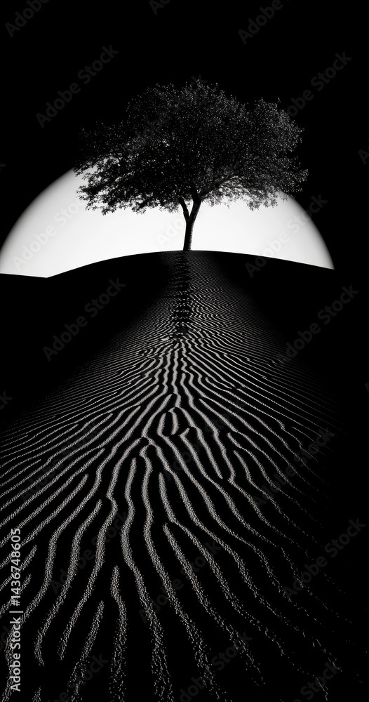 Poster a sand dune's intricate texture and curved shape are highlighted in this abstract aerial perspective