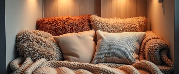 bed with a bunch of pillows on top of it