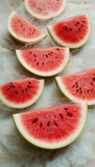 Fresh Watermelon Slice on Pink Background
