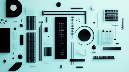 Obraz premium Abstract geometric shapes, pastel background, design concept, website banner