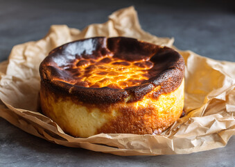 Rustic burnt basque cheesecake with golden top