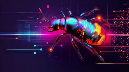 A digital egyptian scarab amulet with a geometric ancient-inspired look, designed in low poly 3d isometric style, is illustrated as the Cosmic Talisman