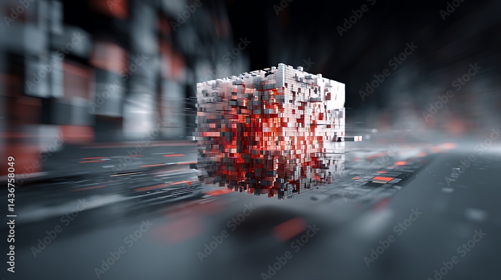 Fototapete 3d rendering of cube abstract geometric background, technology concept